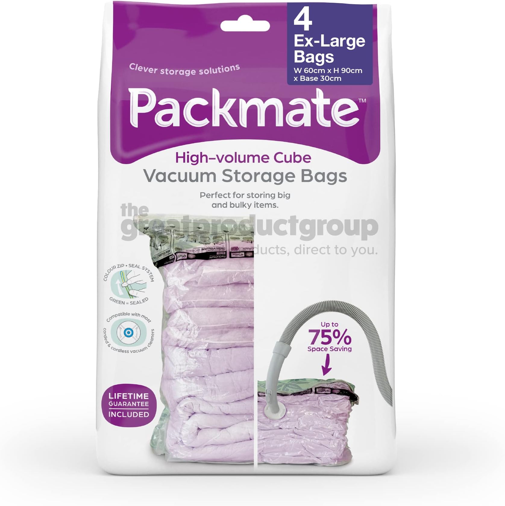 Packmate 4 Extra Large 90 x 60 x 30cm Cube Vacuum Storage Bags