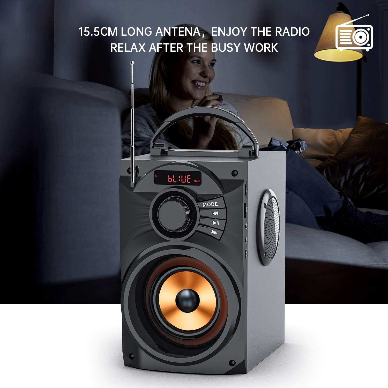 Authentic Crazy Deals EIFER Bluetooth Speakers Portable Bluetooth Speaker Wireless Loudspeakers Subwoofer TWS Paring Remote Control FM Radio Handles Phone Stand TF Card/U-Disk/AUX Input Player for Indoor Outdoor Party B10