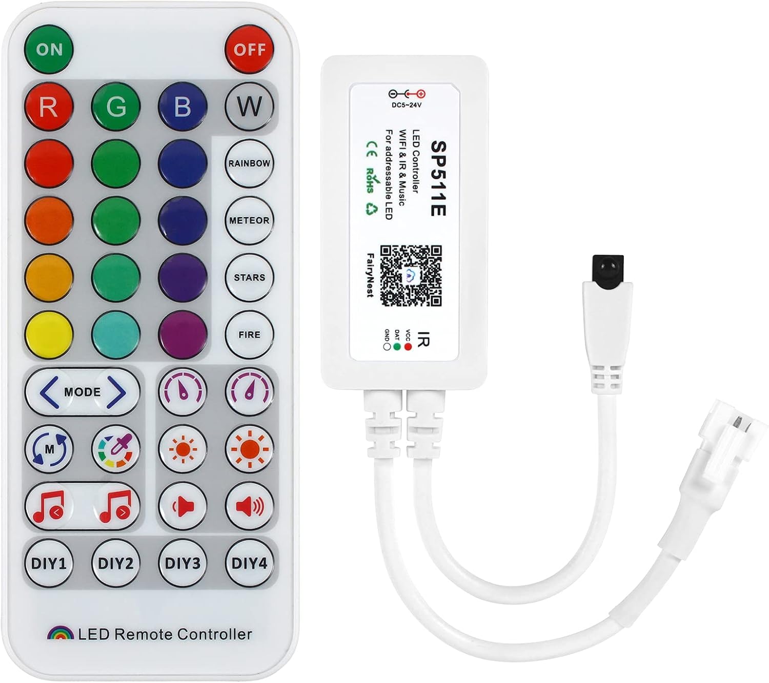 VIPMOON LED Light Controller, SP511E 38 Key WiFi Remote Controller with