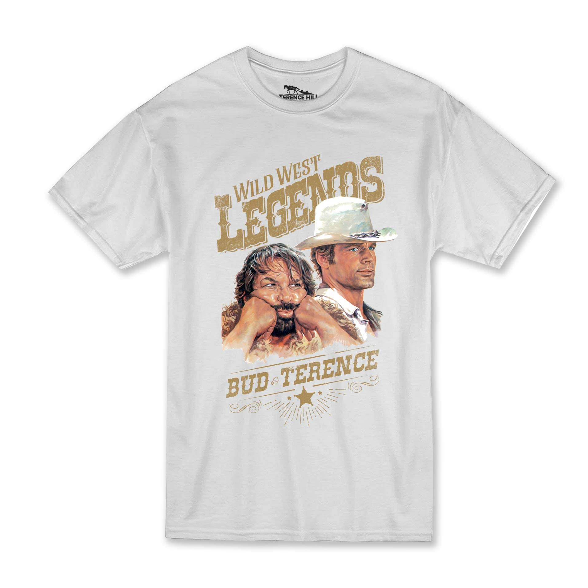 Terence Hill Men's White Bud Spencer T-Shirt Wild West Legends Bud & Terence (White), M