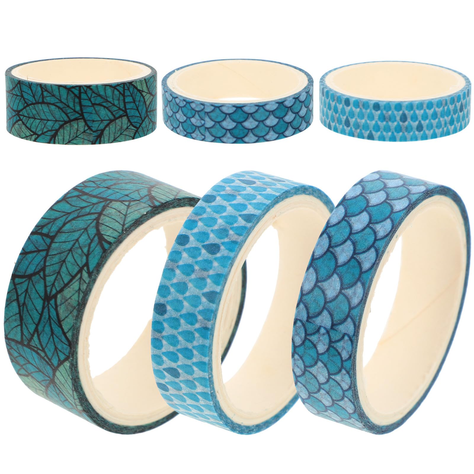 6 Rolls Green Washi Paper Tape Set, 3m Decorative Planner Tape for Journaling, DIY Crafts, Scrapbooking and Stationery Supplies in Creative Pack