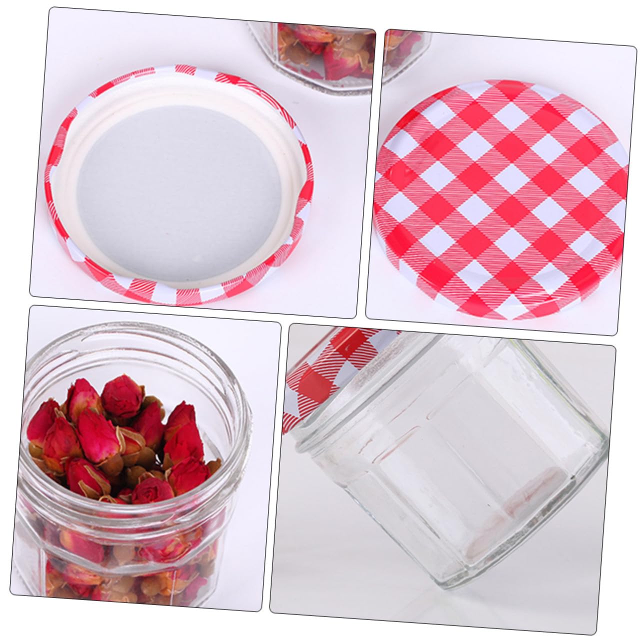 6 Stück Teiliges Vorratsglas Glas mit Luftdichtem Schraubdeckel Hygienischer Küchen-aufbewahrungsbehälter für Honig Marmelade und Trockene Lebensmittel für Haushalt und Laden
