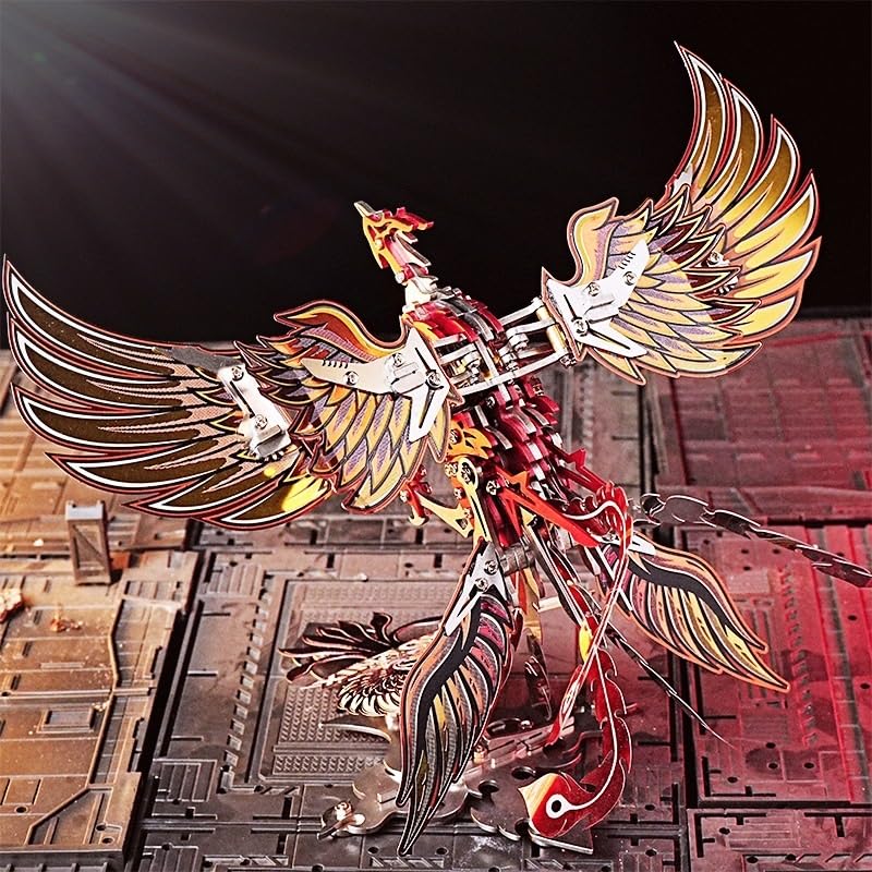 Puzzle metalowe 3D dla dorosłych, zestaw modeli do montażu mechanicznego Phoenix, montaż DIY kreatywna dekoracja domu, dla dorosłych prezenty rękodzieło Hobby dla kobiet mężczyzn.