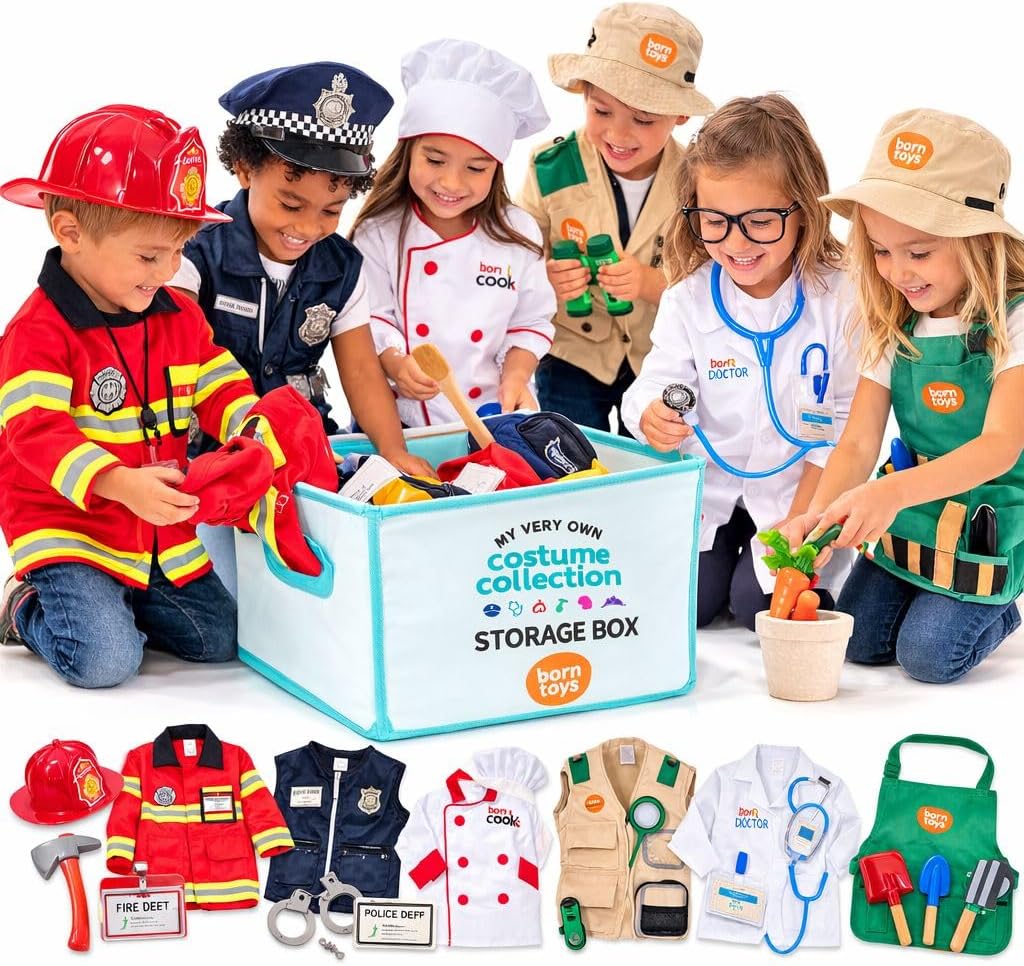 Born Toys Dress Up & Pretend Play Kids Costumes Set Ages 3-7, Washable Kids Dress Up Clothes for Play