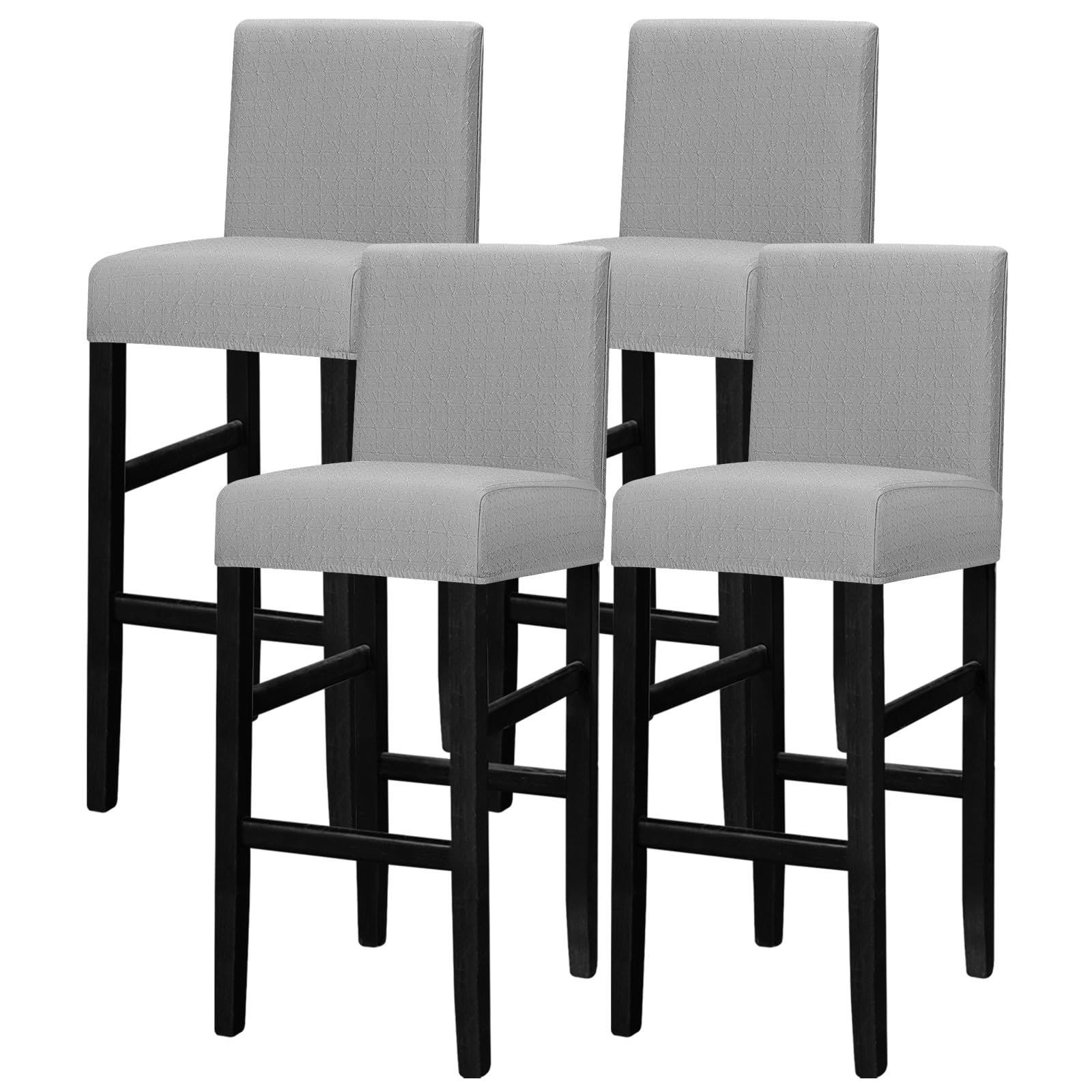 Lellen Bar Stool Chair Covers Set of 4 - Jacquard Bar Stool Covers with Backs - High Stool Chair Covers for Kitchen Dining Room