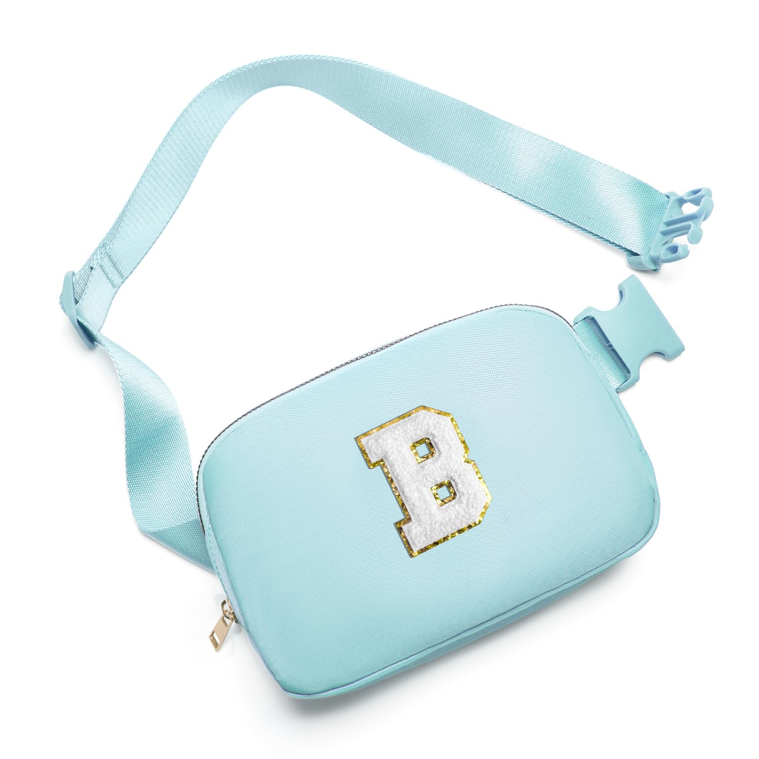 Gitus Birthday Gifts for 8 9 10 11 12 13 Year Old Girls Personalized Fanny Pack Crossbody Bags with Initial Letter Patch Belt Bag for Teen Girls Cute Trendy Stuff Travel Essentials (Icingblue-B)