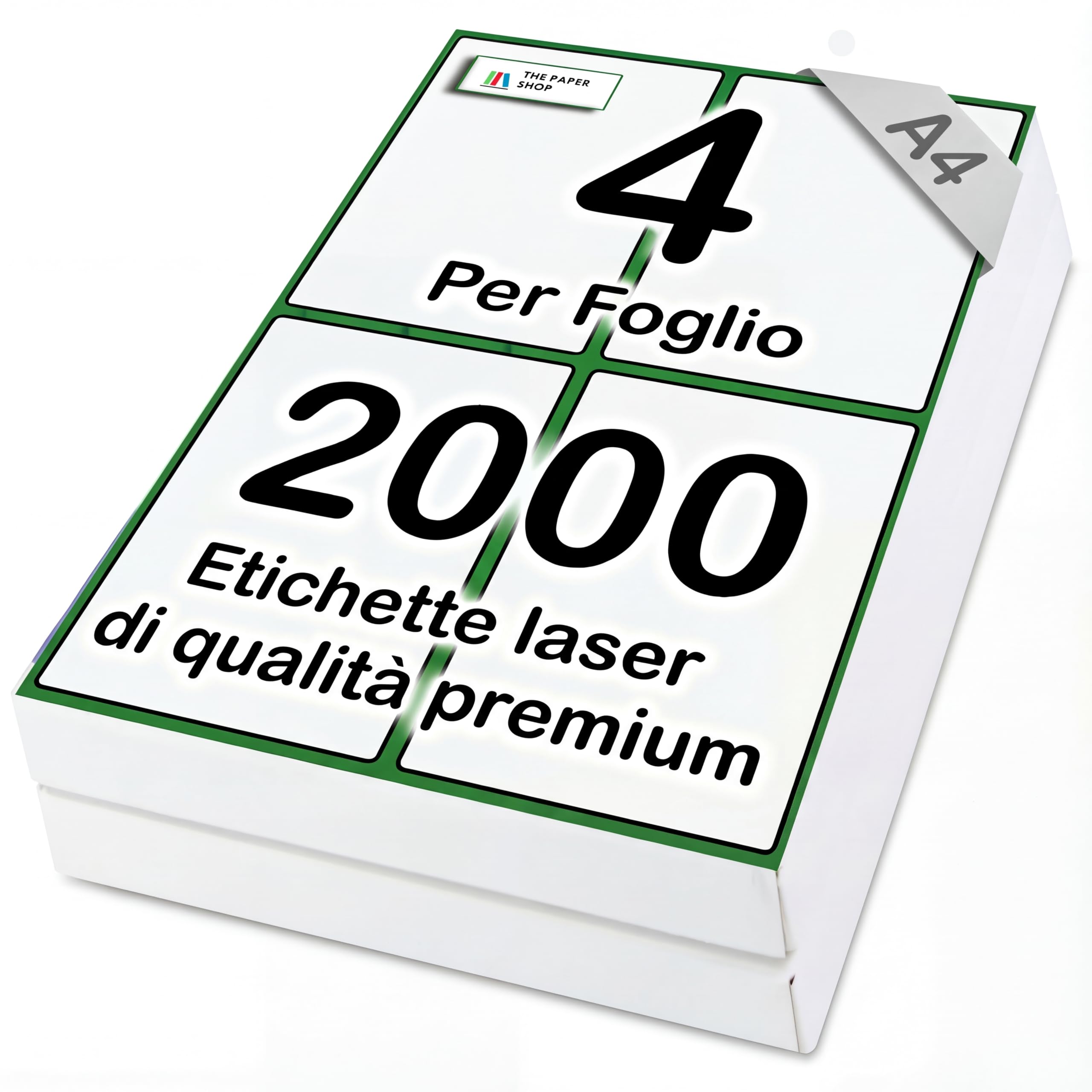 [2000 etichette] Etichette autoadesive bianche adesive per stampante A4, 4 per foglio | Stampante A6 adesive 4 per foglio A4 etichette per indirizzo | Etichette per stampante laser 4 per foglio (2000)