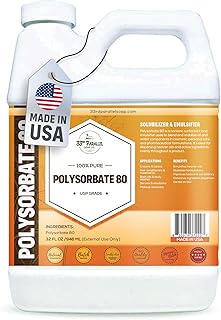 Polysorbate 80 (32oz) | USP Grade - Tween 80 Natural Emulsifier & Solubilizer for Essential Oils, Fragrances, Lotions, Shampoos & Bath Product | Improves Clarity & Stability | 32 OUNCES