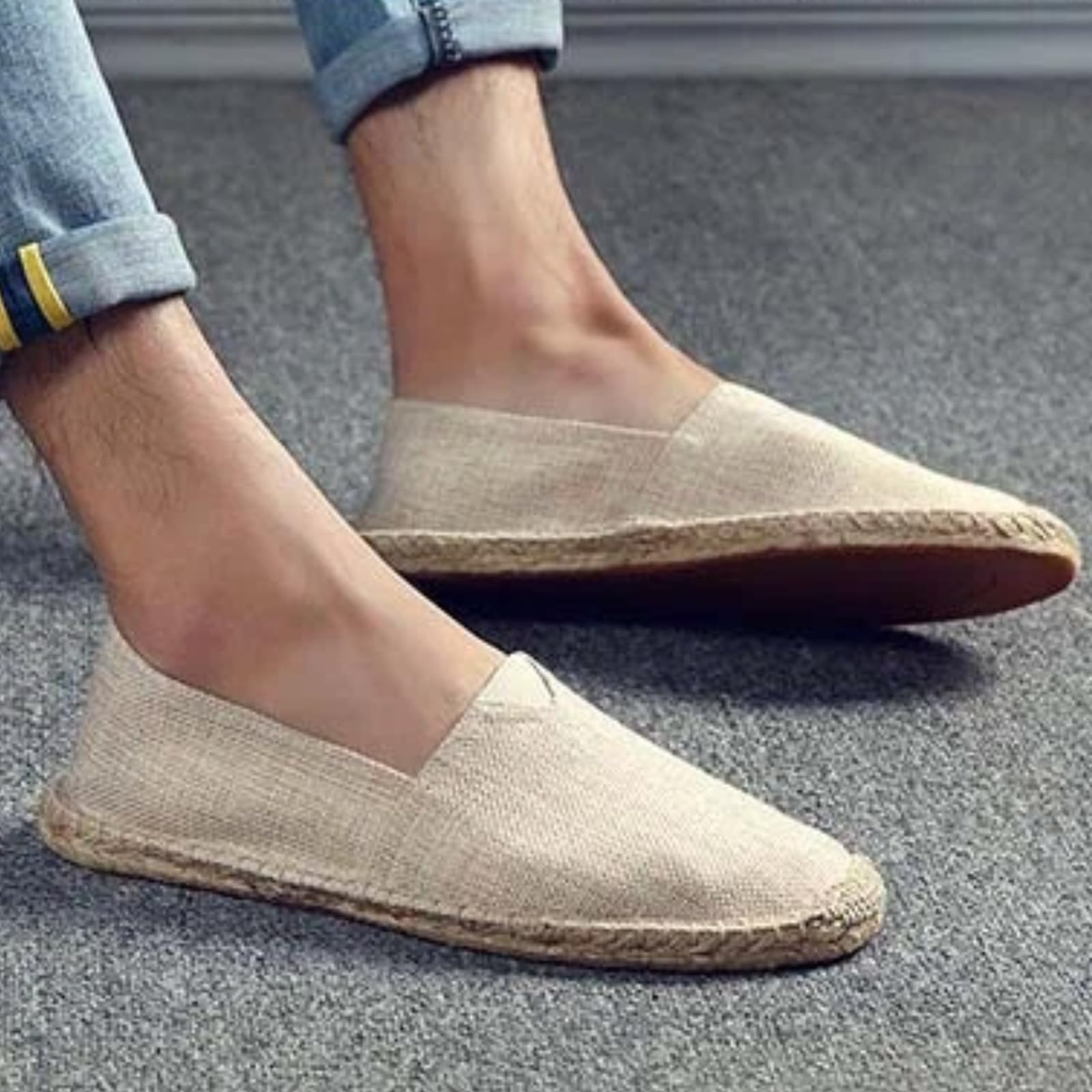 Zapatos Pescador Suela Lino Tela Lona Hombres Mujeres(Labios pequeños,41)