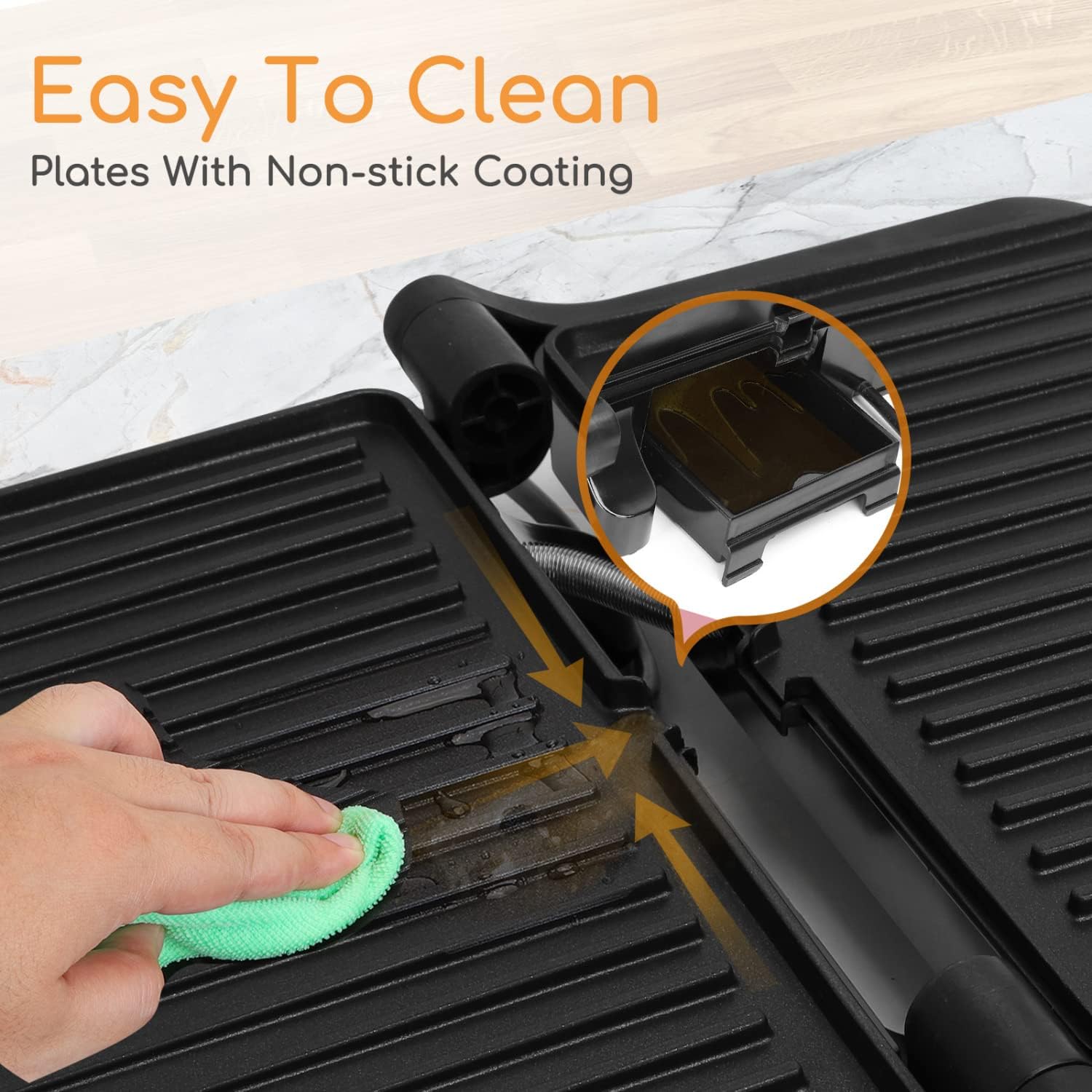 Aigostar Hitte 30HFA - Panini Maker/Griglia, Pressa a sandwich, Griglia elettrica, 1500 Watt, Fredda al tocco, Antiaderente, Indicatore luminoso, Argento. Design esclusivo.