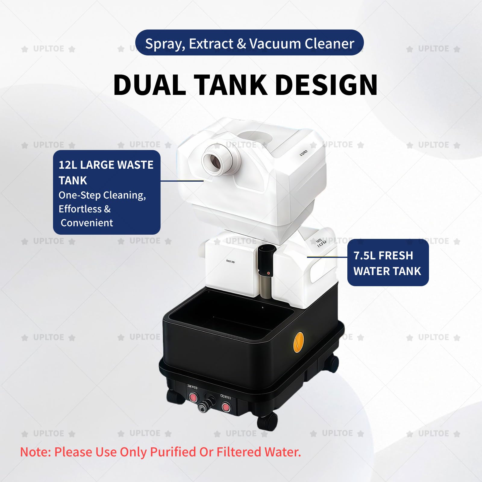 Extractor Calefactado para Alfombras Y Tapicerías, Máquina Quitamanchas para Tapicerías De Auto, Calefactor 2500W, 85dB, Depósito De Residuos 12L, Funda De Tela para Tejidos