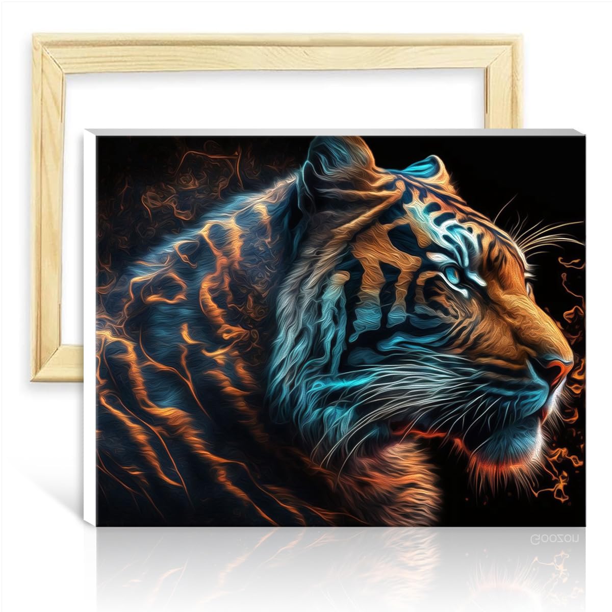 TANGFEIY Canvas Oil Painting Celestial Animals Tiger Digital Painting Kit Adults with Brushes and Acrylic Pigment on Canvas Arts Crafts Project DIY Frame(40x50cm) โ image 1