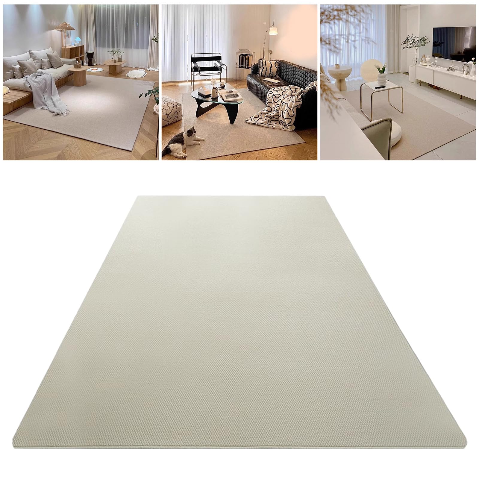 Alfombra suave de fibra natural antideslizante para sala de estar y dormitorio, diseño de sisal esponjoso, alfombra moderna para decoración del hogar, alfombra acogedora para interiores