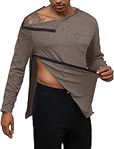 Poriff Unisex Post Shuolder Surgery Shirts for Recovery Full Tear Away Snap Long Sleeve Men Chemo Port Shirts for Women