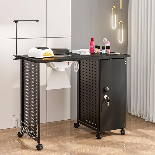 Paddie Mesa de manicura estación de mesa de uñas con marco de acero estación de trabajo de salón de belleza con ventilación eléctrica de corriente disponible en Yaxa Guatemala