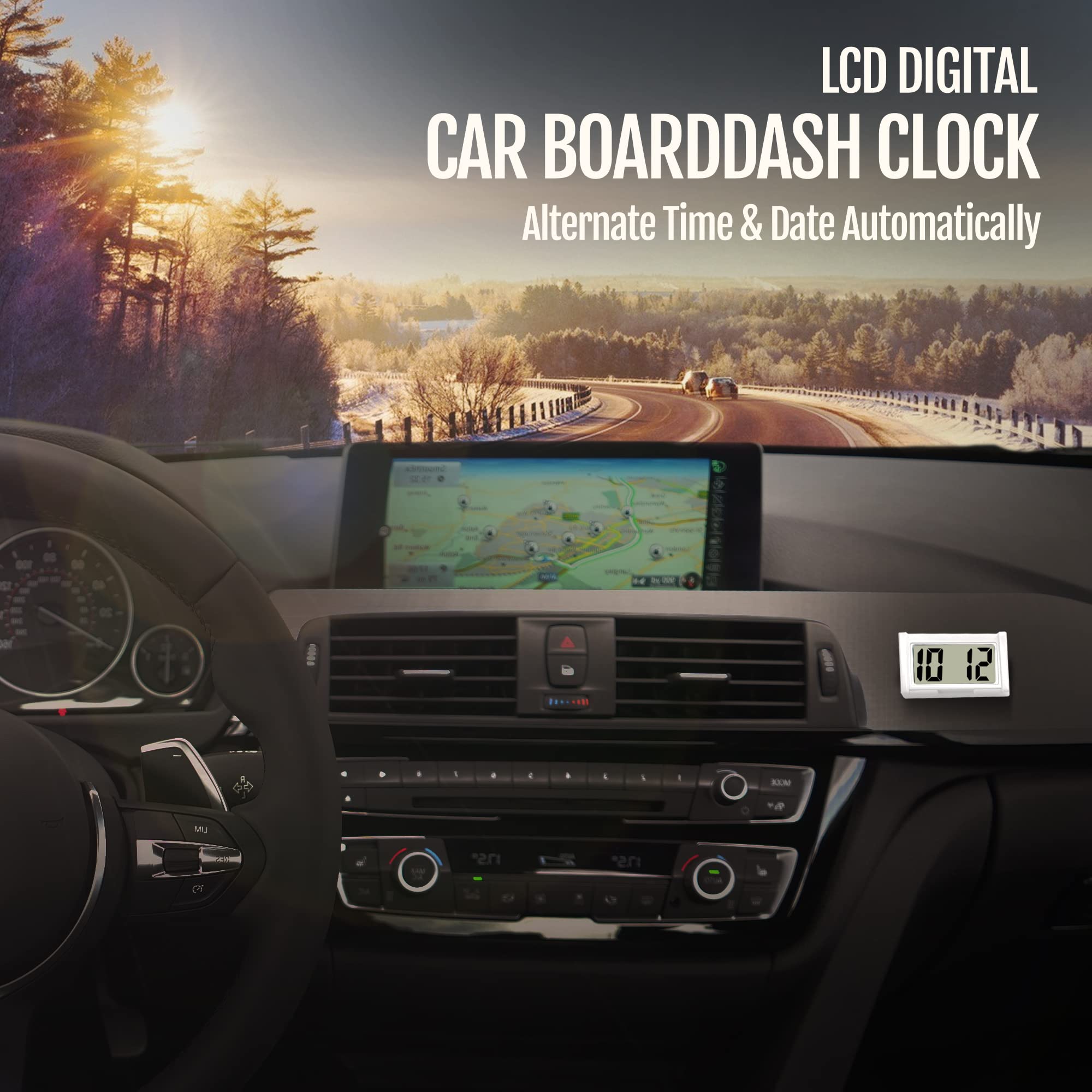 Snapklik.com : Betus Car Dashboard Digital Clock - Vehicle Adhesive Clock