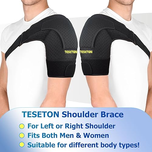 Miniatura 7 de TESETON Soporte de hombro para hombres y mujeres, manga de compresión de hombro para aliviar el dolor, soporte de puño rotador