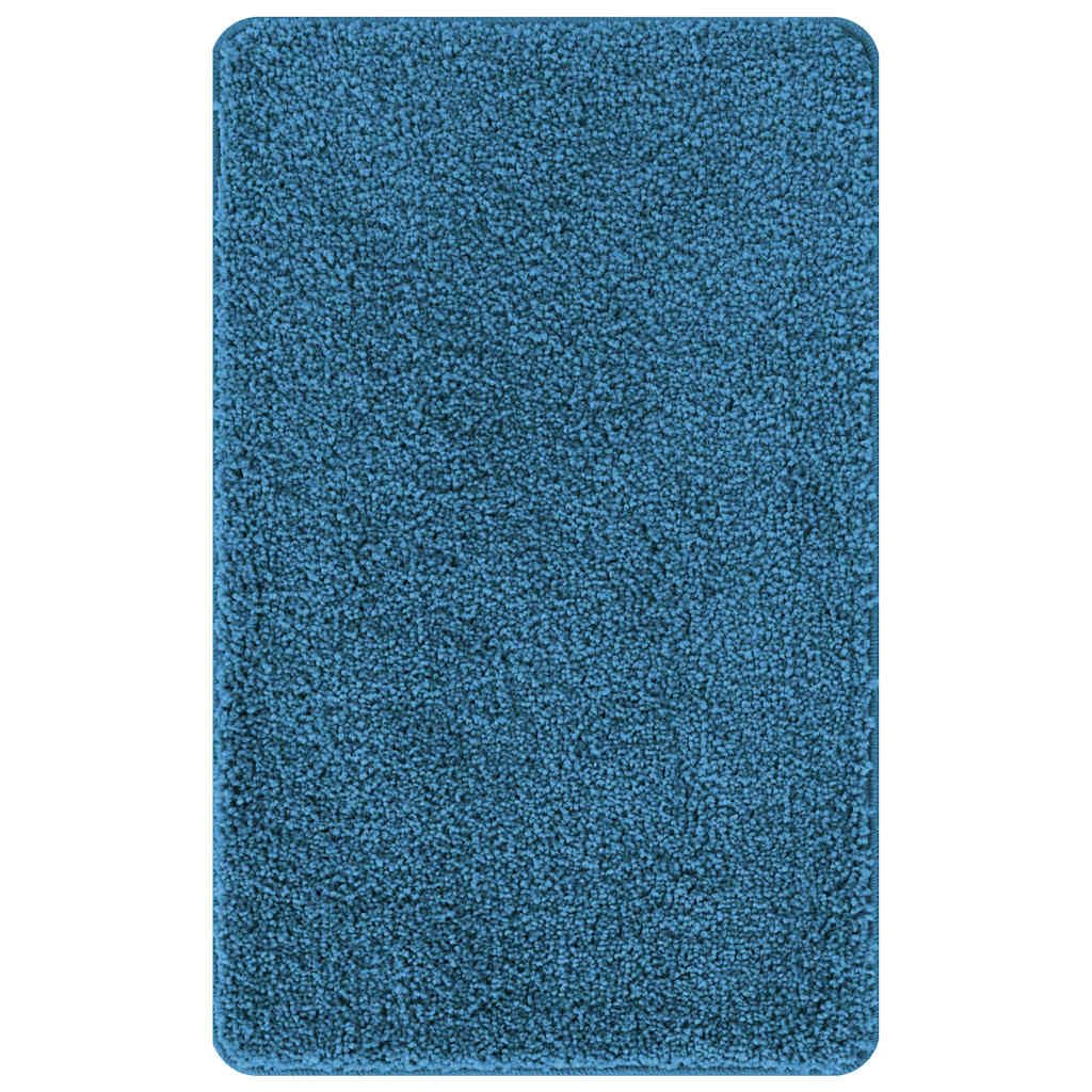 Set di 2 tappetini da bagno blu con scollo per WC, antiscivolo, assorbenti, lavabili in lavatrice, 60 x 90 cm e 50 x 50 cm