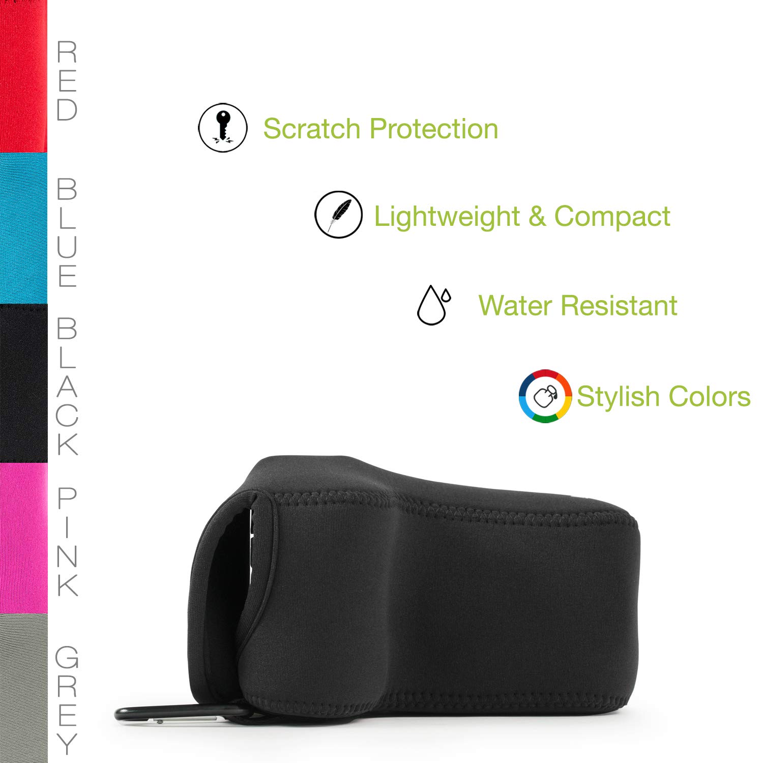 MegaGear - Ultralekkie Etui Neoprenowe z Karabińczykiem do Aparatu Olympus O - Czarny, 13.89 x 9.3 x 14.91 cm, MegaGear MG1196 ultralekkie etui neoprenowe z karabińczykiem do aparatu Olympus OM-D E-M5