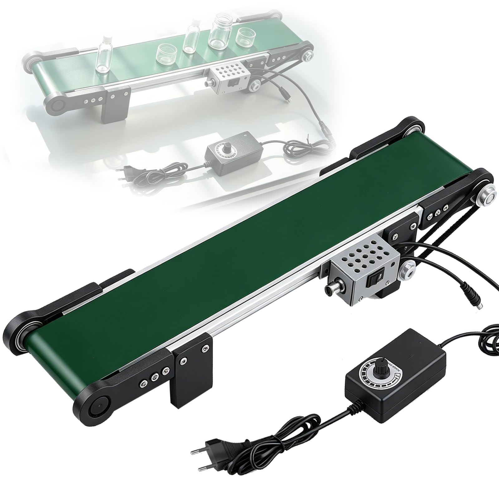 Cinta Transportadora, 50 Cm Cinta Transportadora Eléctrica Mesa Mini Transportador Sobremesa Sistema Con Avance Y Retroceso Velocidad Ajustable Ca 100-240V Para Líneas Producción Pequeñas