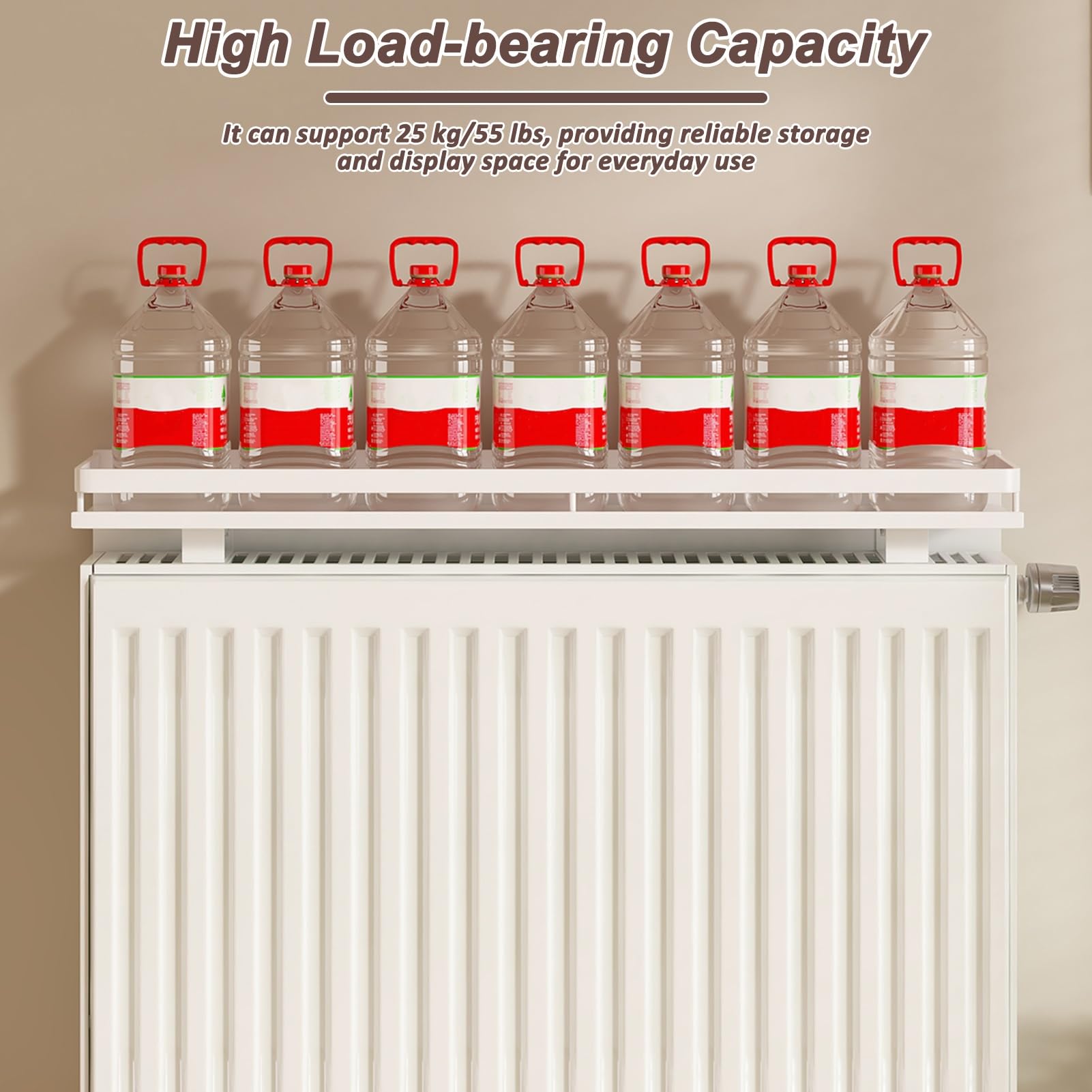 Copertura per termosifone sospesa moderna, bianca, senza fori, antipolvere, antifumo, con portata di 25 kg, 200 cm, riscaldamento efficiente, lati rialzati