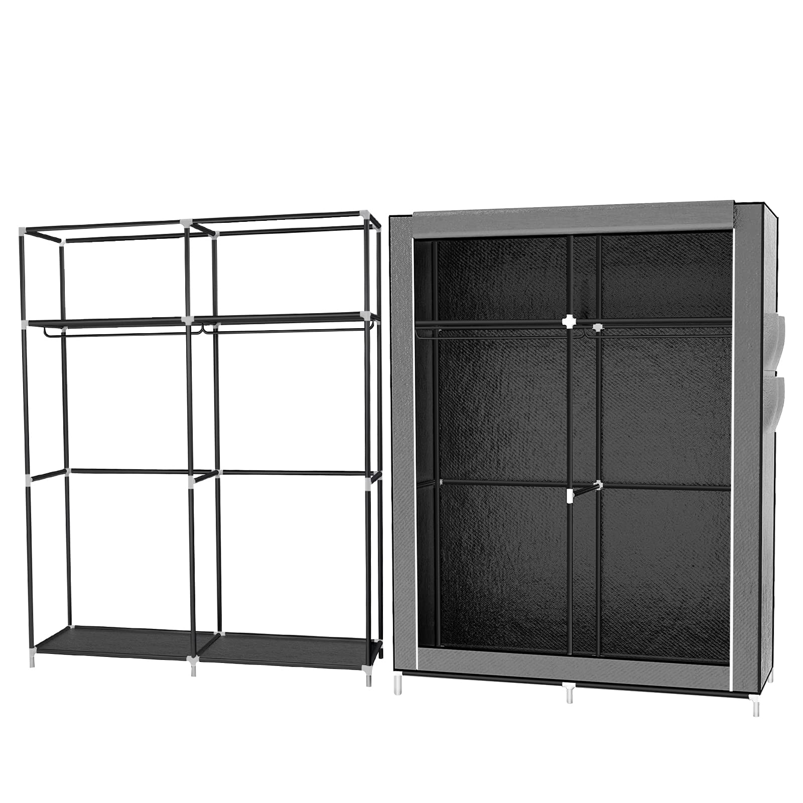 LANTUS Armadietto portaoggetti pieghevole – guardaroba guardaroba in tessuto non tessuto con chiusura a cerniera – guardaroba, armadio da campeggio (105 x 45 x 170 cm, grigio scuro)