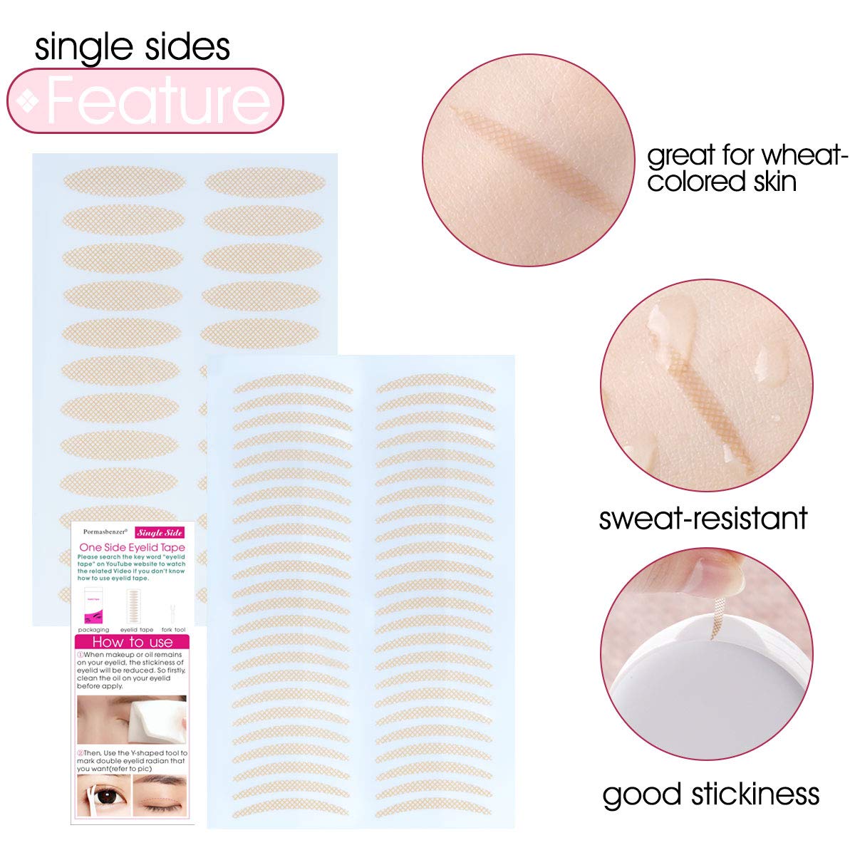 Buy Eyelid Tape, Lace 6Packs One/Two Side Sticky Invisible Eyelid Lift Strips, Selfadhesive