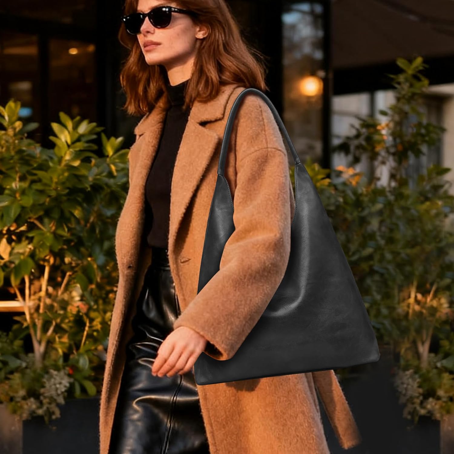 Hobo Bags for Women Retro Vegan Leather Slouchy Tote Shoulder Purses Handbag with A Small Purse - Image 2