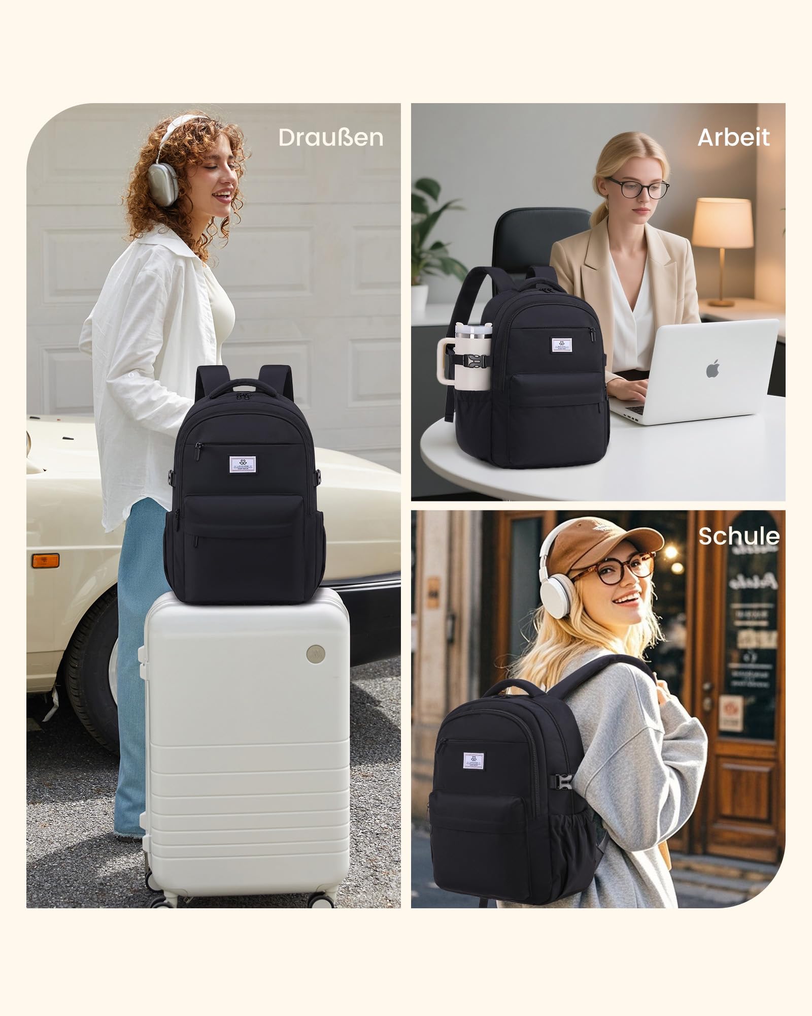 LOVEVOOK Sac à Dos Femme 15,6 Pouces, Sac à Dos Ordinateur Portable pour Filles Adolescentes, Sac à Dos Scolaire Imperméable avec Multiples Compartiments, Sac à Dos Moderne pour Travail, École, Voyage