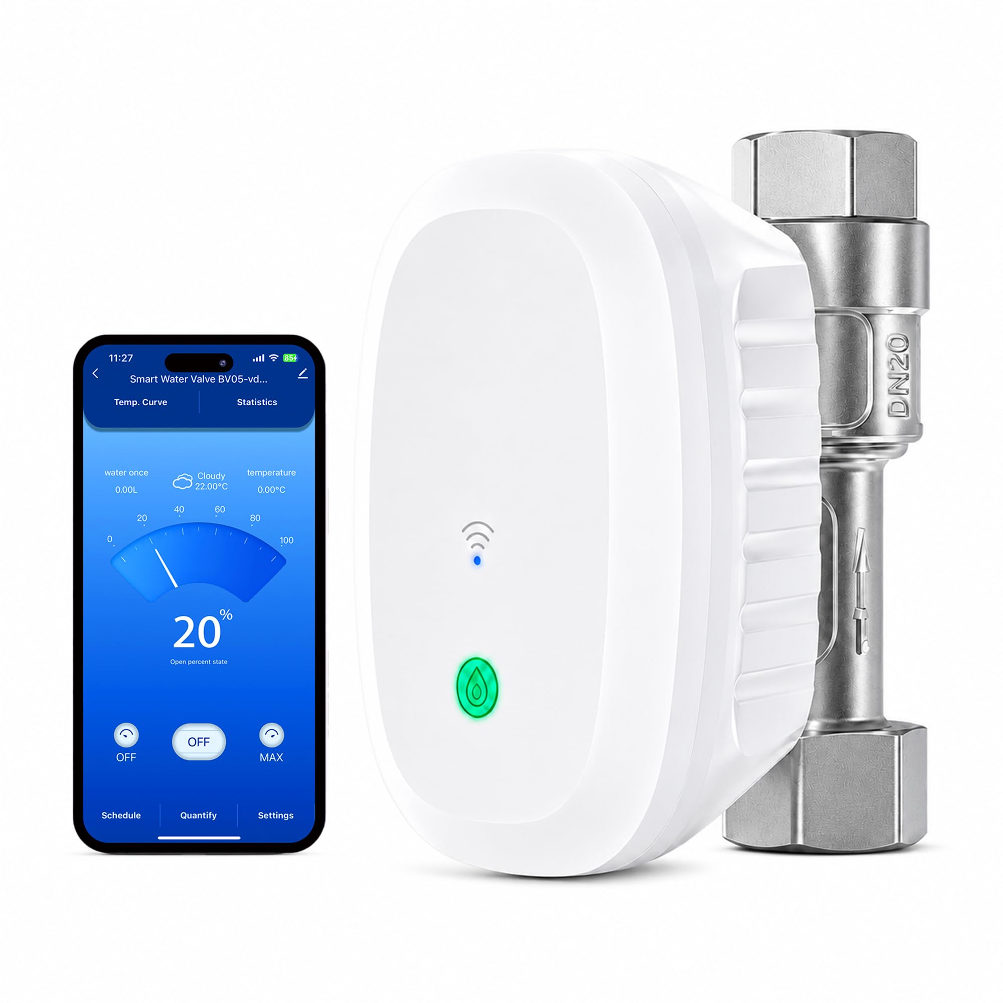Válvula de agua inteligente DN20 3/4", compatible con WiFi