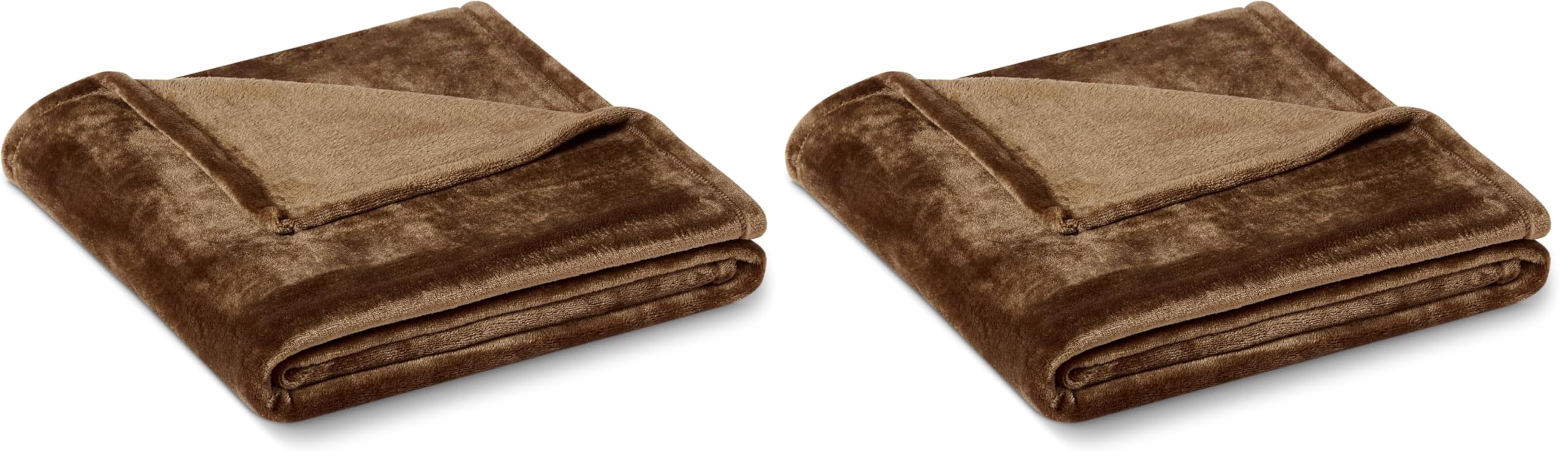 Amazon Basics Soft Fleece Throw Blanket, Very Cozy Lightweight Blanket for Couch &amp; Sofa, Warm, 50 x 60 Inches, Brown (Pack of 2)