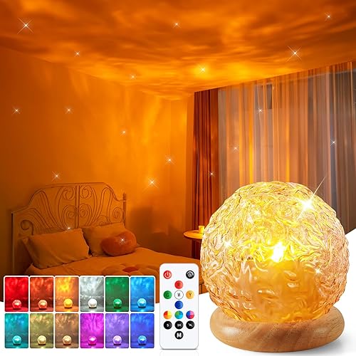 Mubarek Crystal Light Projector, 216 Modes Mood Lighting for Bedroom, Remote & USB Control Room Lights for Bedroom, Ambient Lighting Aesthetic Room Decor for Teen Girls Gifts, Christmas Gifts for Kids - Yellow