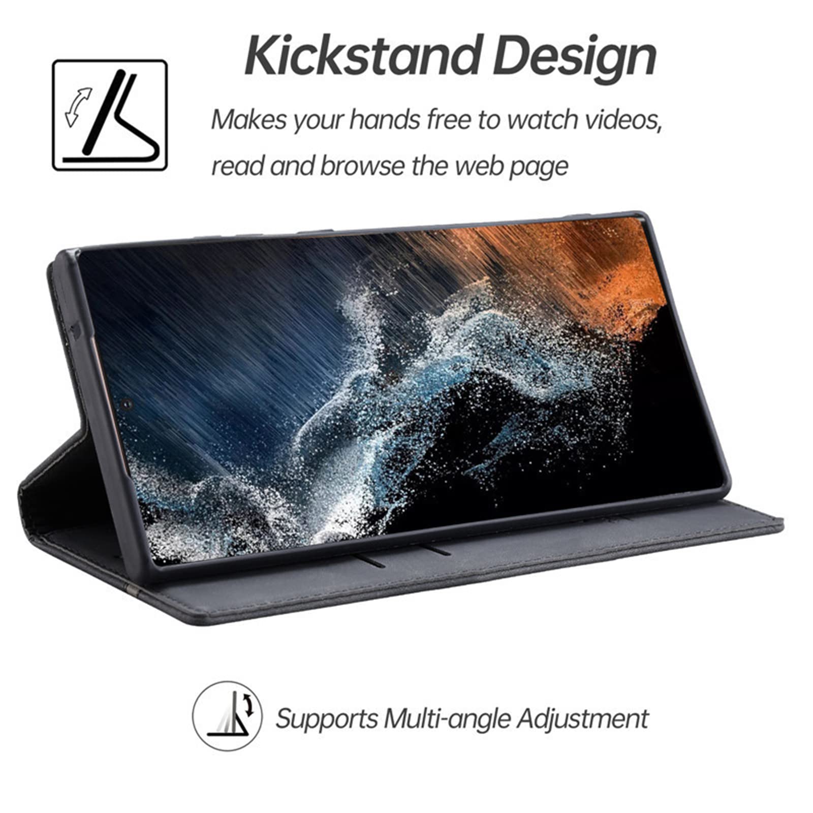 Etui do Samsung Galaxy S22/S22 Plus/S22 Ultra, skórzany portfel etui z przegródką na karty gotówkę magnetyczne zamknięcie etui z klapką na telefon, czerwony, S22 6"