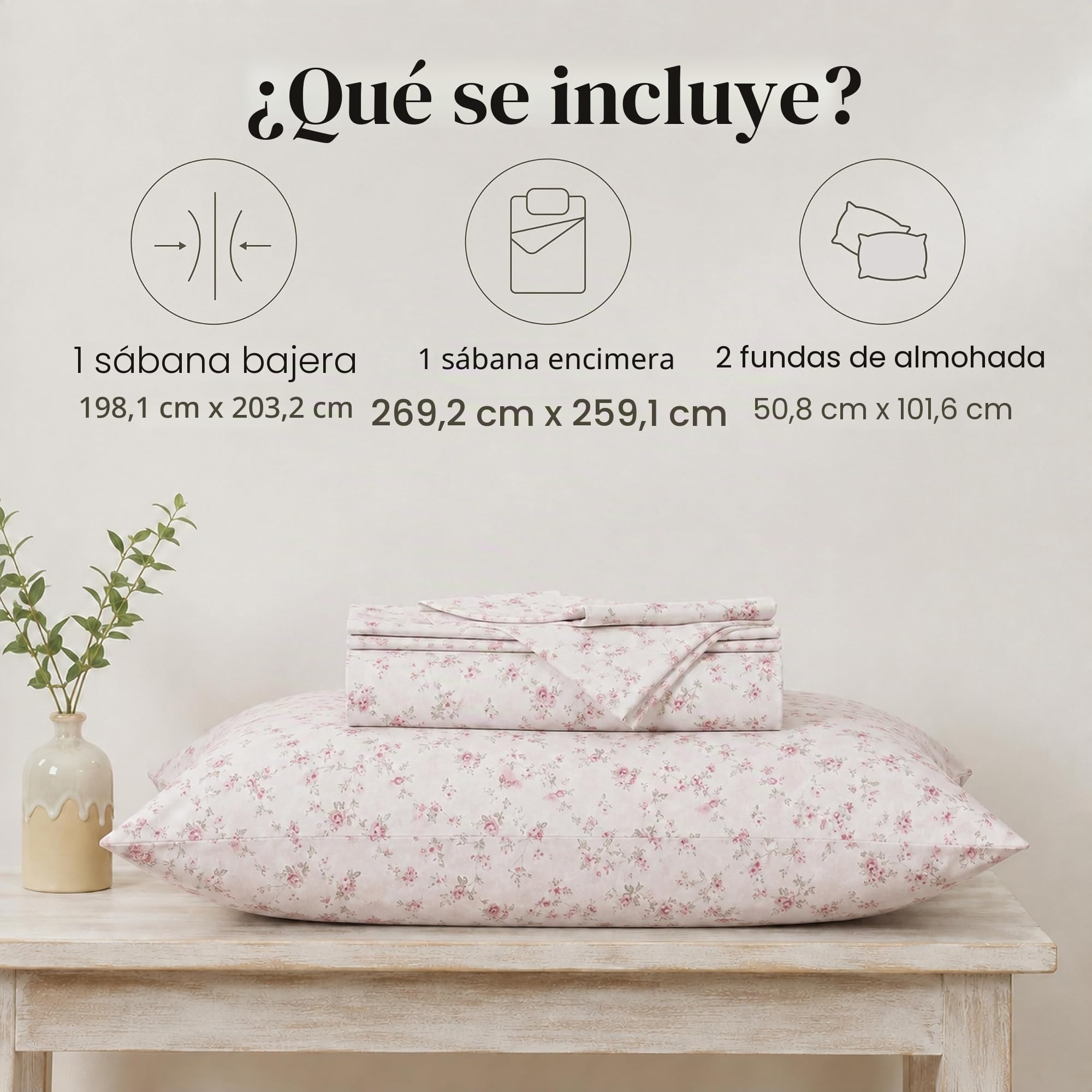Modern Threads Sábanas Impresas de Microfibra Suave, sábanas de Microfibra de Lujo, Incluye sábana encimera, sábana Bajera Ajustable con Bolsillos Profundos y Fundas de Almohada Kashmir Rose King