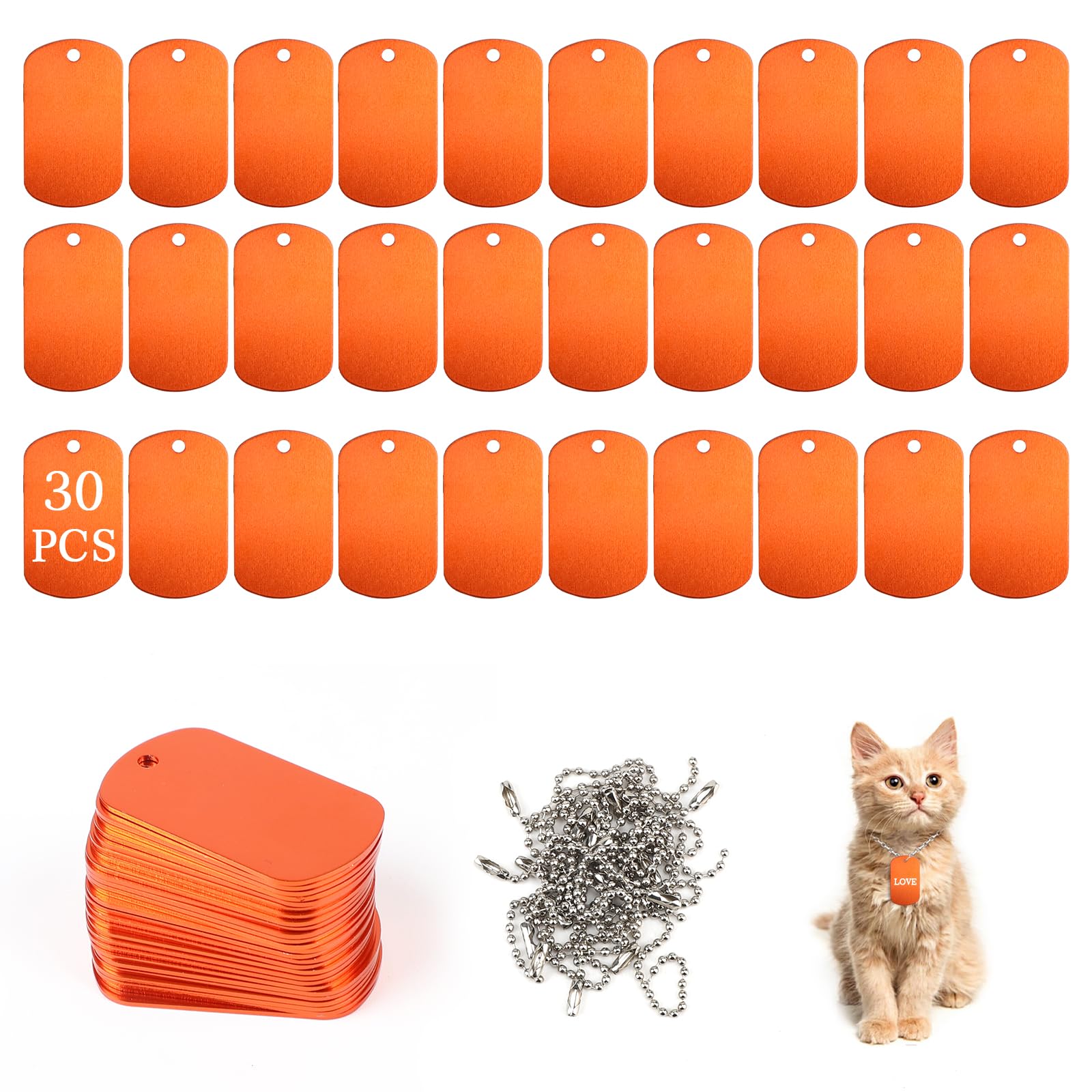 LALAGO 30 Stück Gelochte Blanko-Hundemarke aus Aluminium, Sc