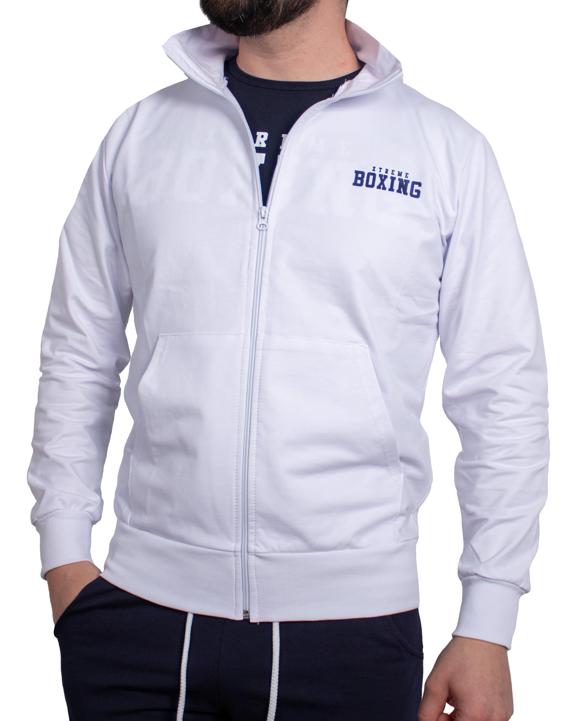 Felpa in Cotone Leggero, Full Zip e Collo Alto, Felpa della Tuta Uomo Abbinabile, Sportiva, Casa, Palestra, Jogging, Tempo Libero