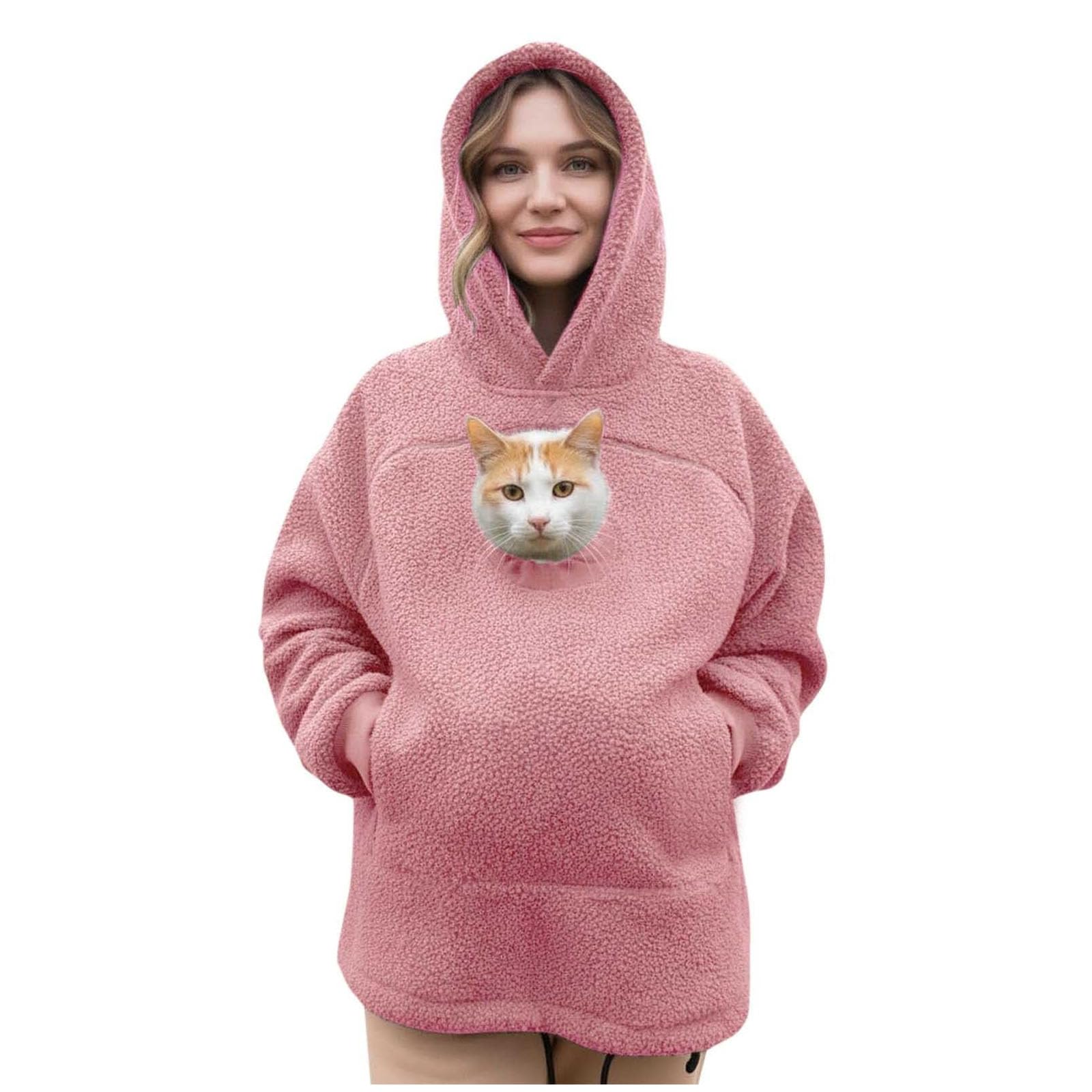 Sudadera con Capucha para Mujer,Bolsillo para Transportar Mascota Pequeñas