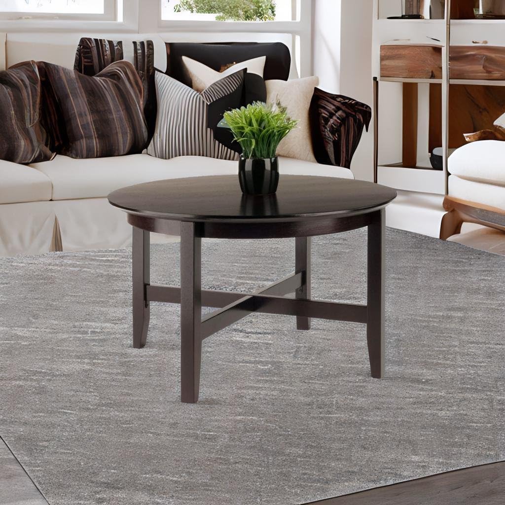 Sophisticated Ergode Wood Toby Round Coffee Table - Durable Solid Wood, 30" Diameter