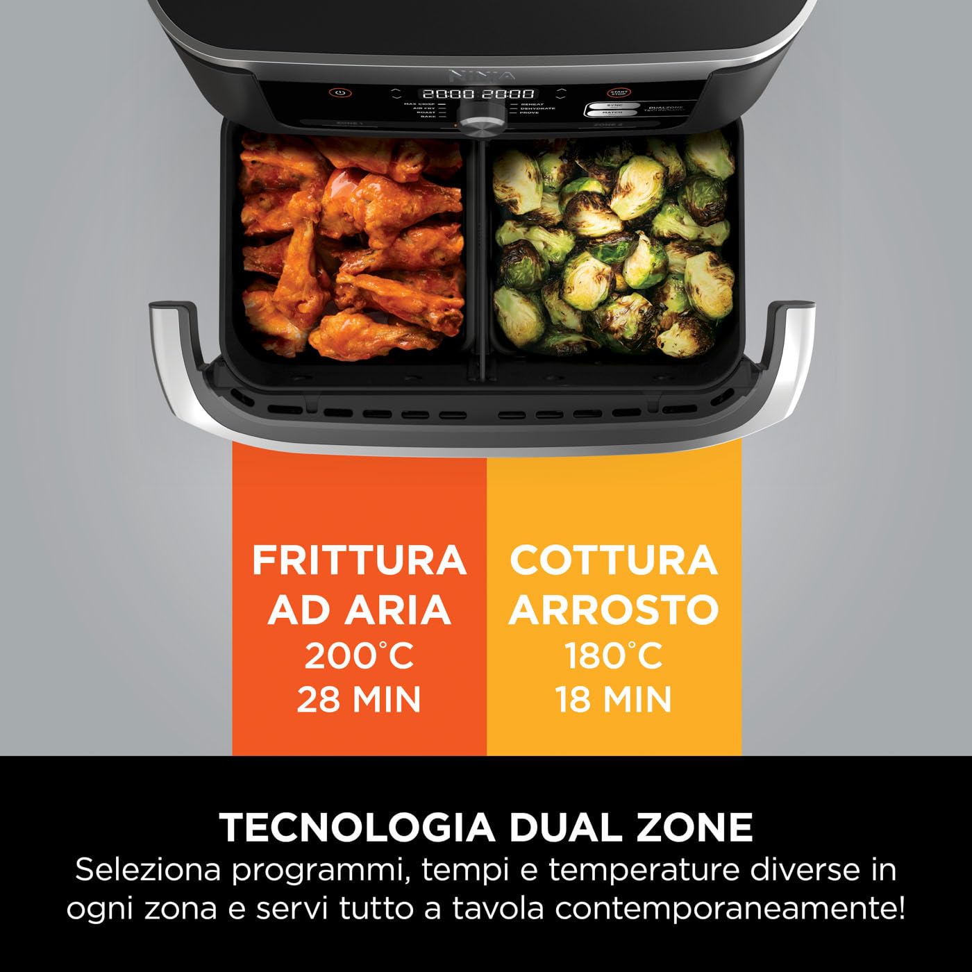 Ninja Foodi FlexDrawer, Friggitrice ad Aria Ampia, Nero, AF500EU