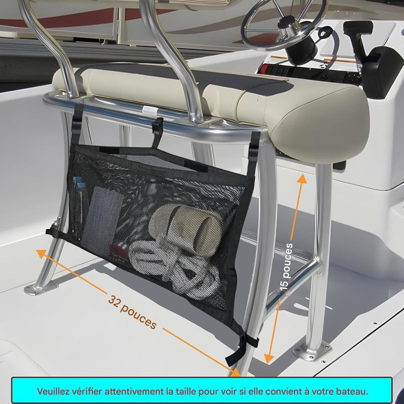Sac de Rangement pour Bateau Leaning Post - Organiseur de Console de siège Durable et étanche, Porte-matériel Haut de Gamme | Range-amarre Polyvalent, appâts, Ligne et équipement de sécuri