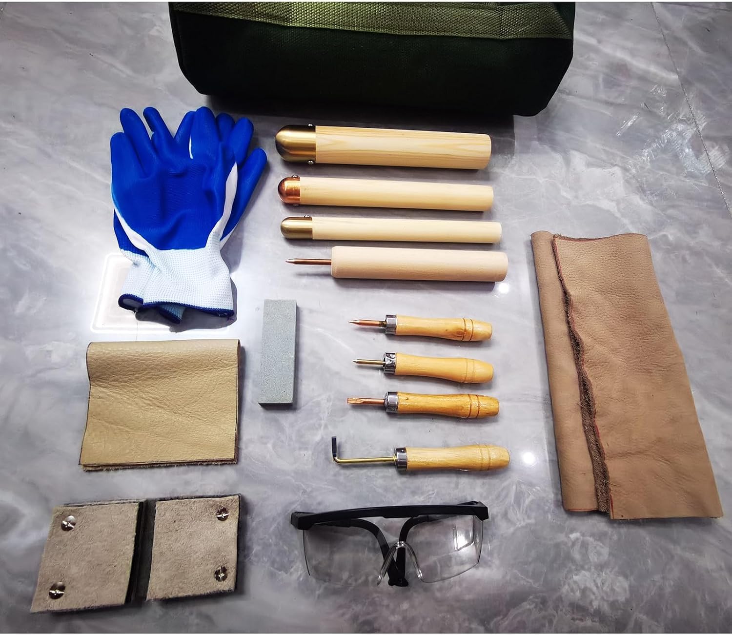 Pad-kit Für Flint-Knapping-Werkzeuge, Flint-Napping-Werkzeuge, Mit Kupfer-boppern, Druckabschlägern Und ISHI-Sticks | Obsidian-bastelset Mit Kerbwerkzeugen Für Die Kristallformung, Anfänger