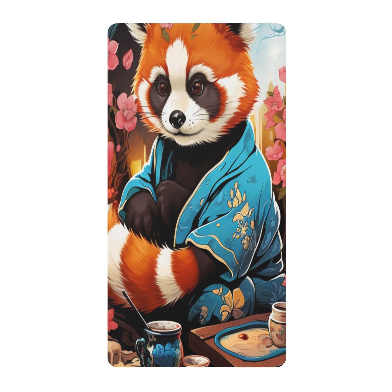 Flor Panda Roja Japonesa Sábana de Cuna para Niños Pequeños,Sábanas de Algodón Suave para Bebés Aptas para Colchón Corralito