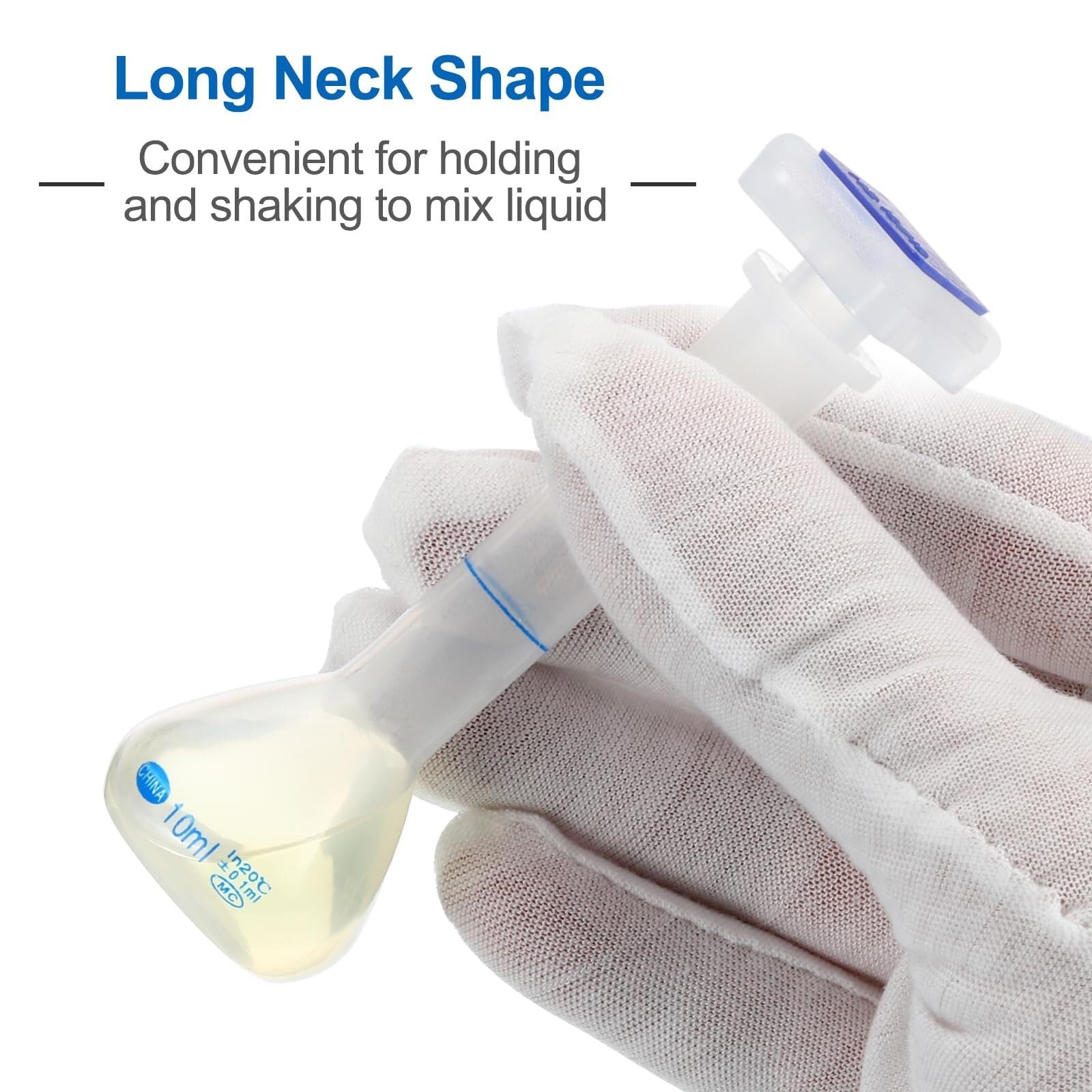 Matraz Aforado Polipropileno 250ml - Matraz de Medida Laboratorio Irrompible con Tapón y Graduación Azul(1,10ml)