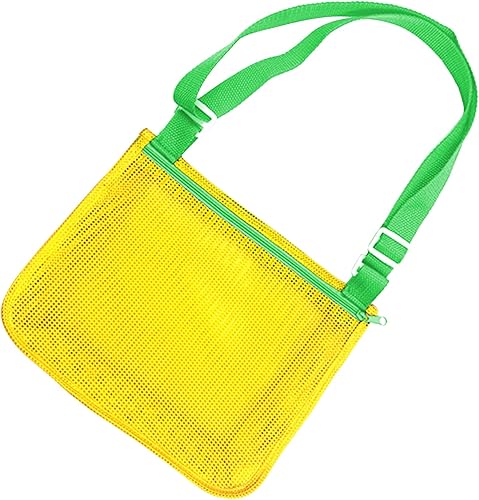 Miniatura 20 de UTTPLL Bolsa de playa de malla colorida ajustable para niños, bolsa de red de secado rápido para conchas marinas que recolecta arena juguete