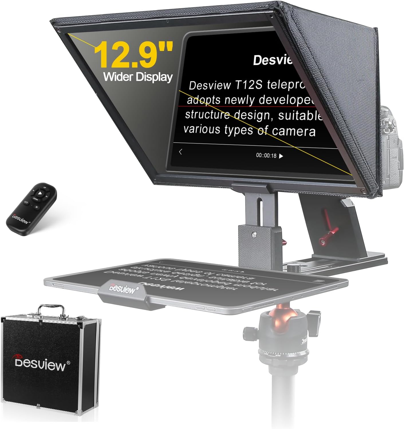 Desview T12S Teleprompter Aluminium Alloy 12.9 inch, 70/30 Beam