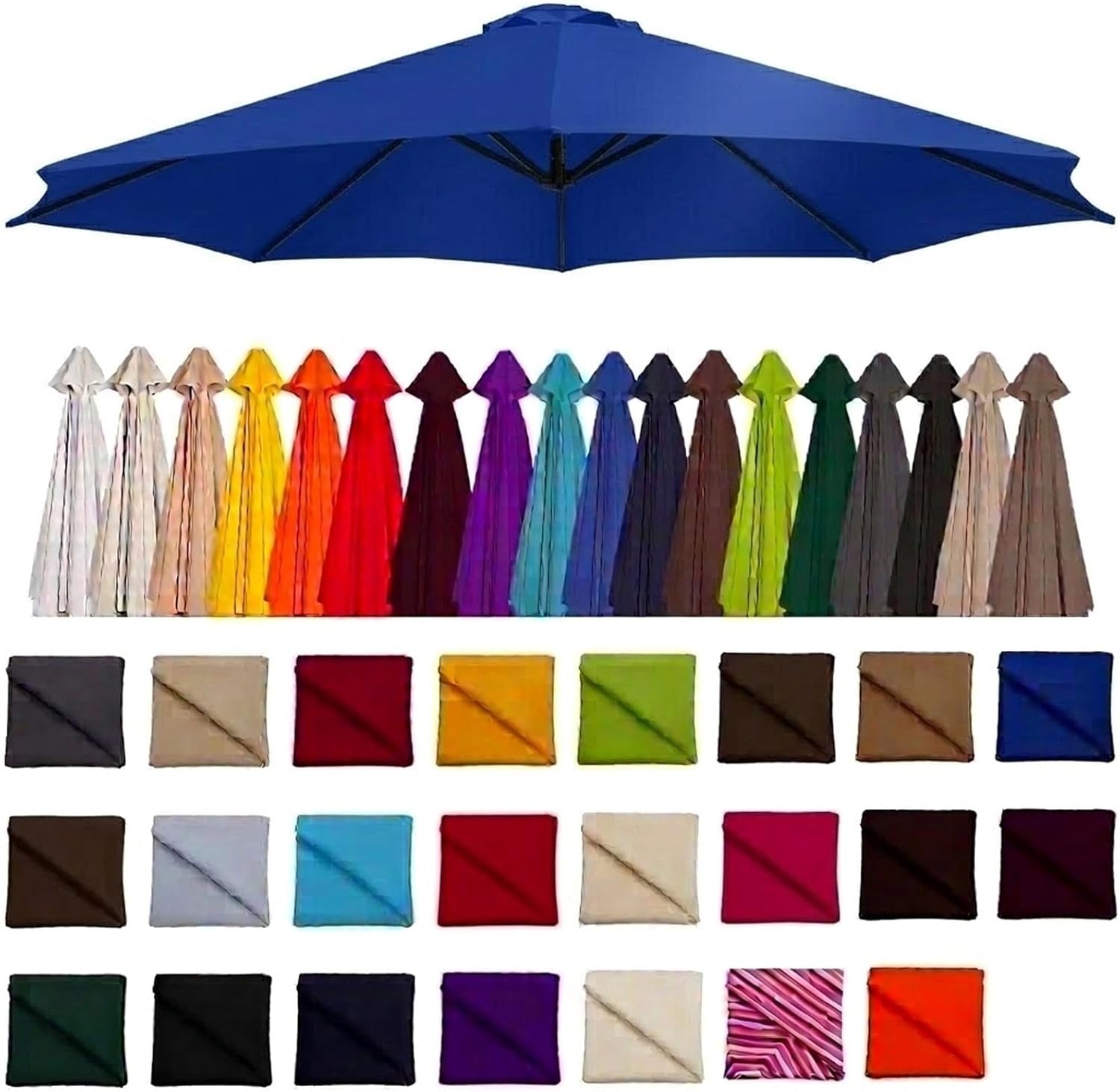 Umbrella Replacement Canopy, Outdoor Patio Umbrella Top Cover, Umbrella Fabric Shade UV Protection for Market Table, Backyard, Garden & Pool Deck, Fits 6.56-13.1 Ft 6/8 Ribs