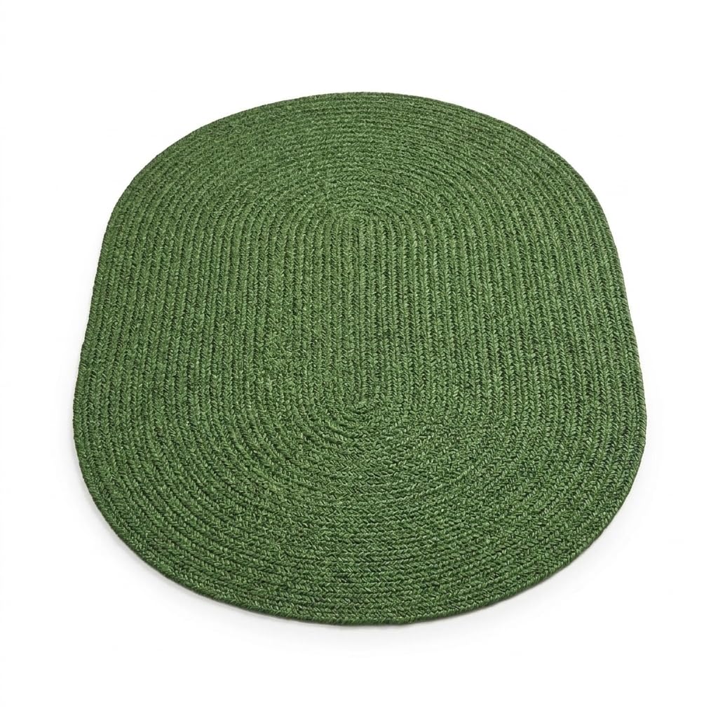 Tappeto da Esterno Ovale Verde, Resistente ai Raggi e Lavabile, per Balcone, Terrazza e Giardino, 120x180CM