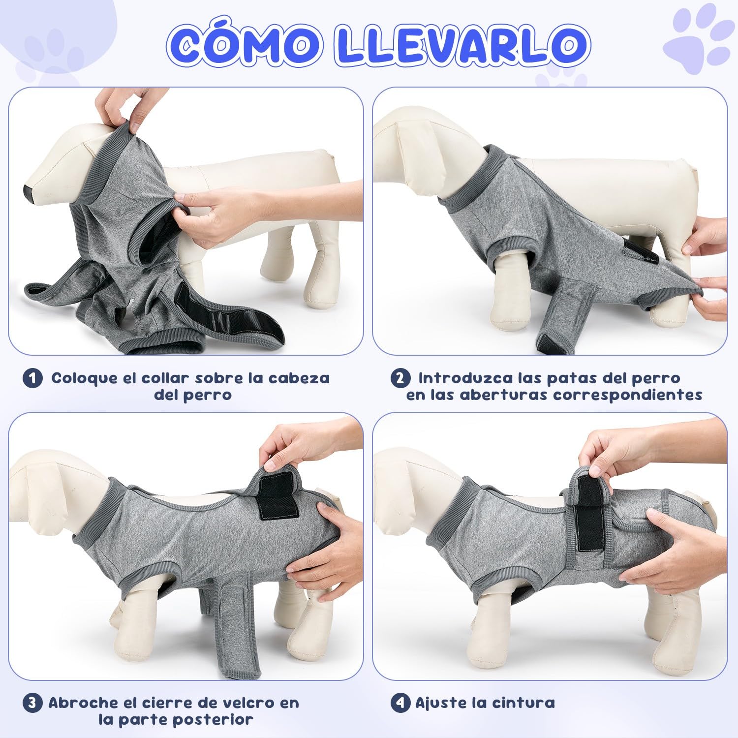 SlowTon Perros Traje de Recuperación, Mameluco Ajustable y Transpirable para Perros Machos y Hembras, Traje Corporal Antilameduras, Esterilización o Castración, Medianos y Grande