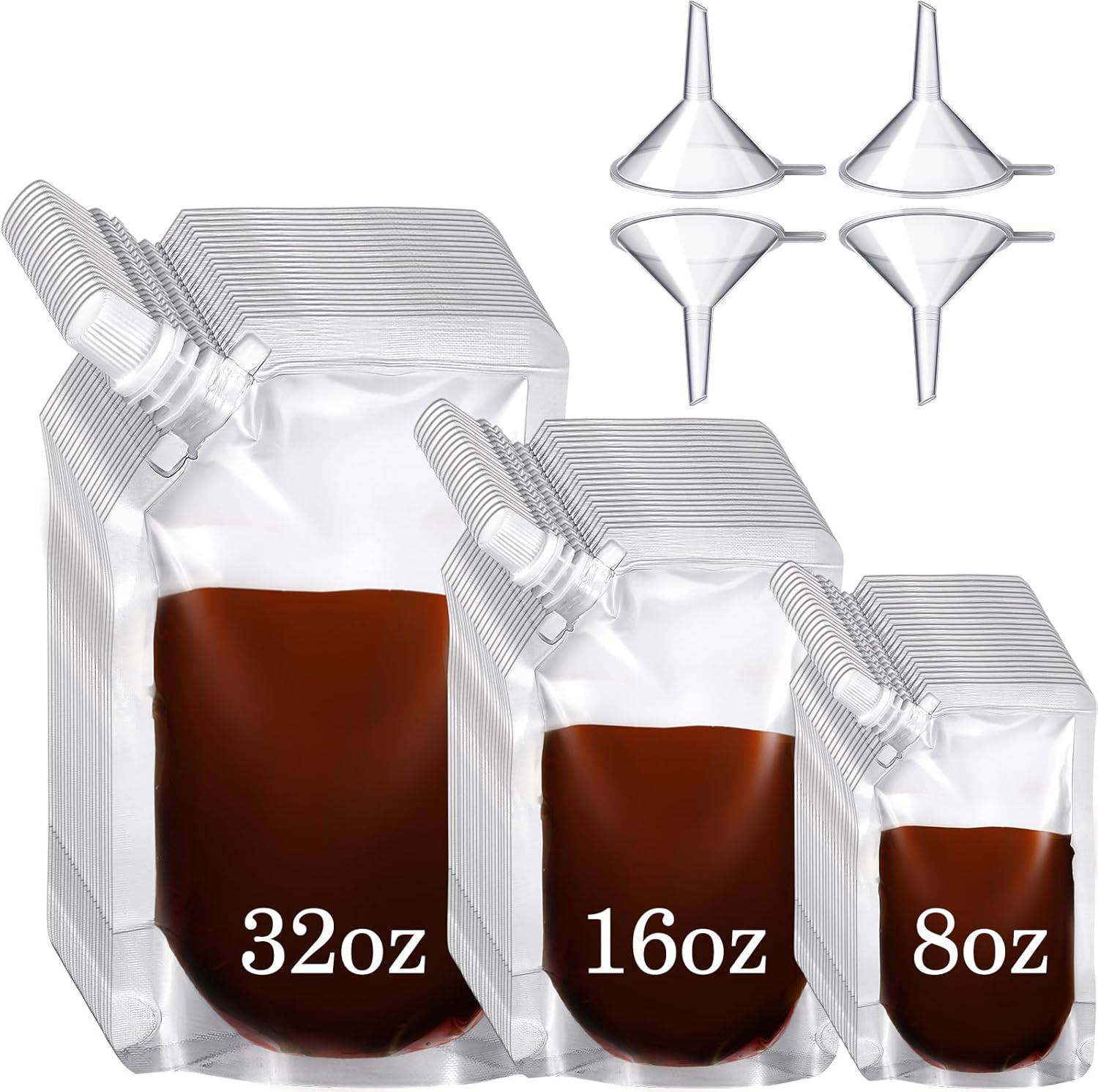 Meanplan 100 Pcs Plastic Flask Pouch for Adults Women Men, Reusable Plastic Flask