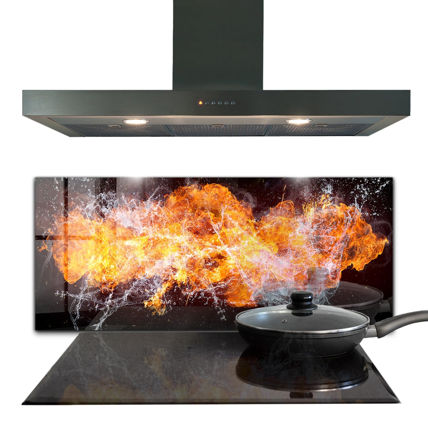 Décoration murale en verre trempé 125x50 cm Wallfluent pour cuisine contemporaine